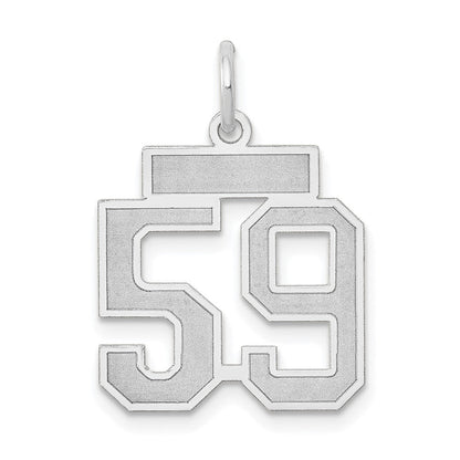 14K Weißgold Kleiner Charm mit Satinfinish „Zahl 59“