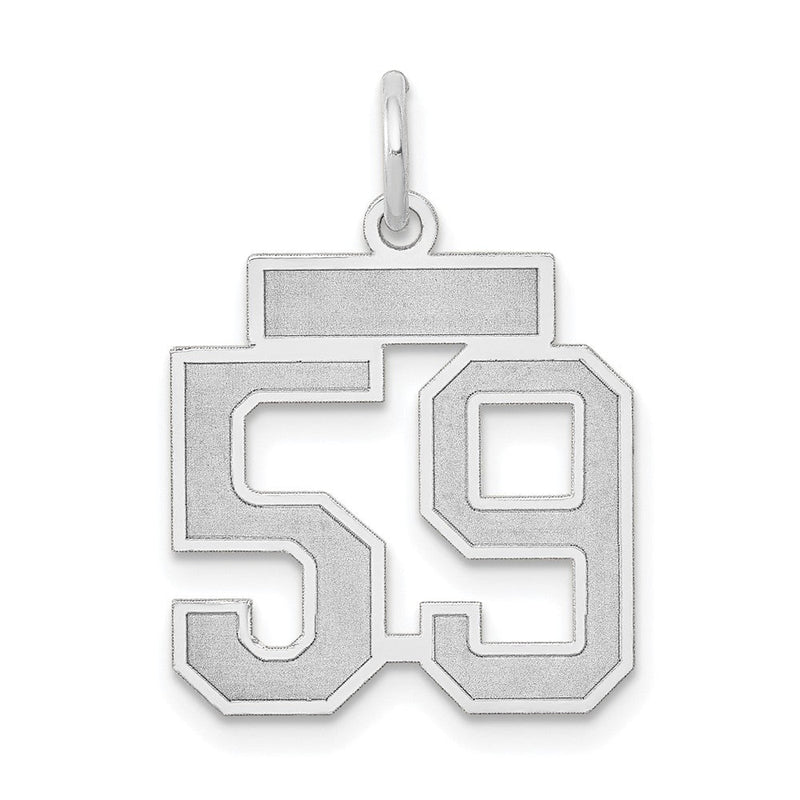 14K Weißgold Kleiner Charm mit Satinfinish „Zahl 59“