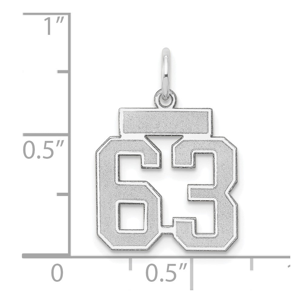 14K Weißgold Kleiner Satin-Charm „Zahl 63“
