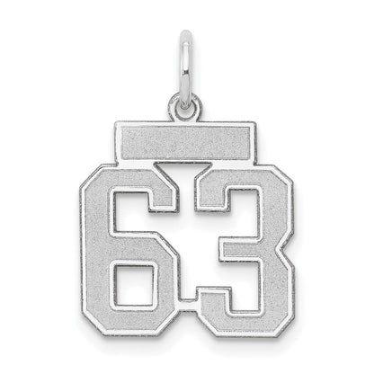 14K Weißgold Kleiner Satin-Charm „Zahl 63“