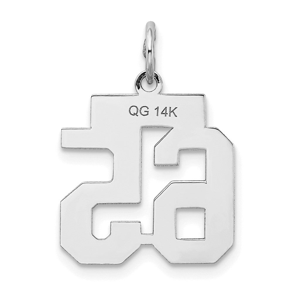 14k Weißgold Kleiner Satin-Charm „Zahl 65“