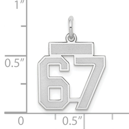 14K Weißgold Kleiner Satin-Charm „Nummer 67“