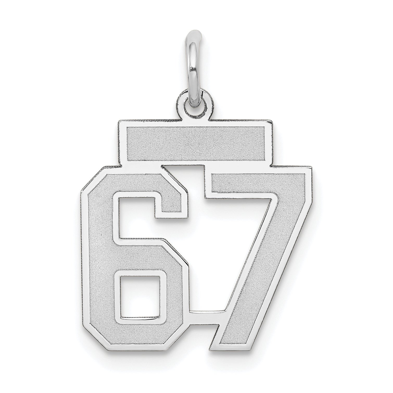 14K Weißgold Kleiner Satin-Charm „Nummer 67“