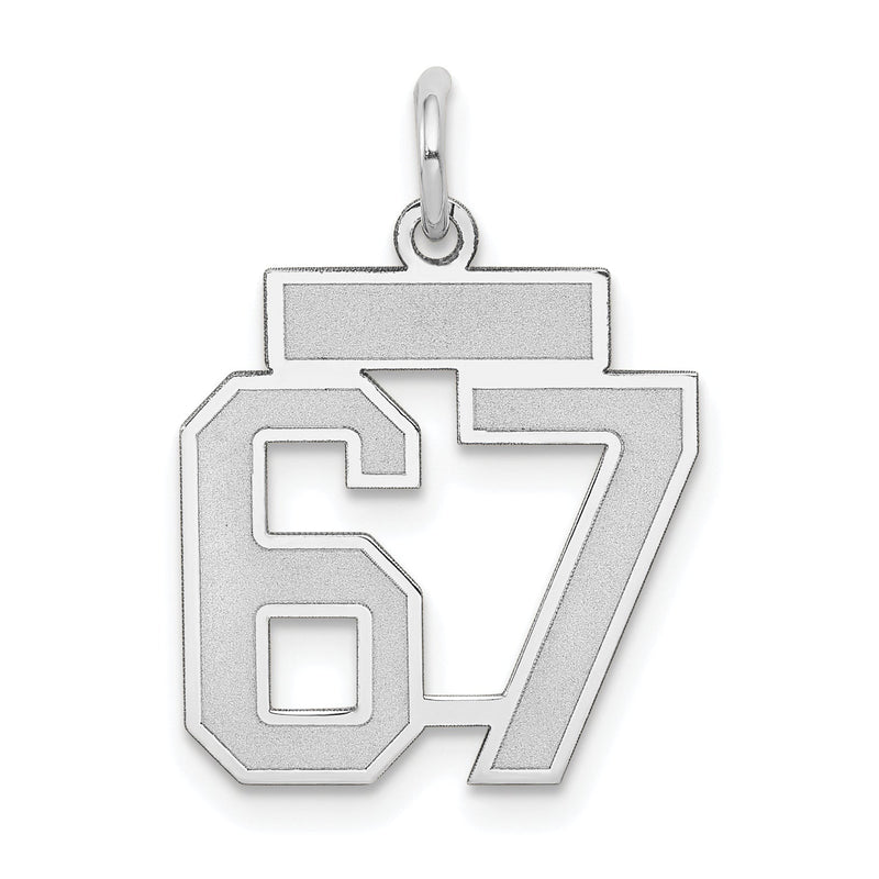 14K Weißgold Kleiner Satin-Charm „Nummer 67“