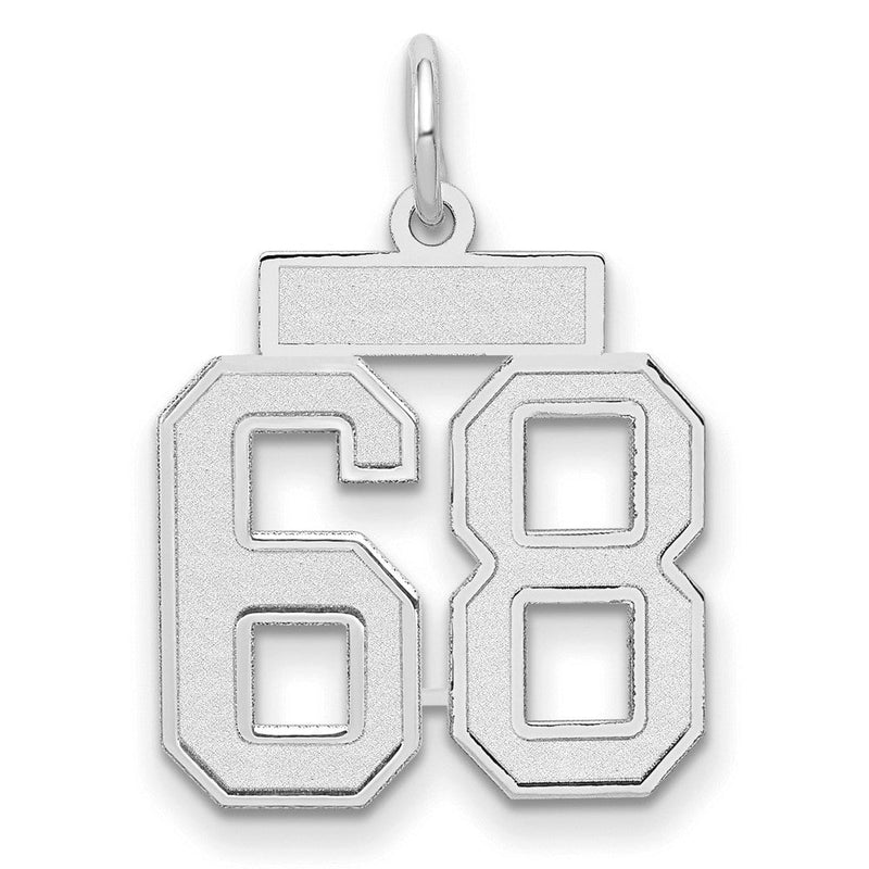 14K Weißgold kleiner satinierter Charm „Zahl 68“