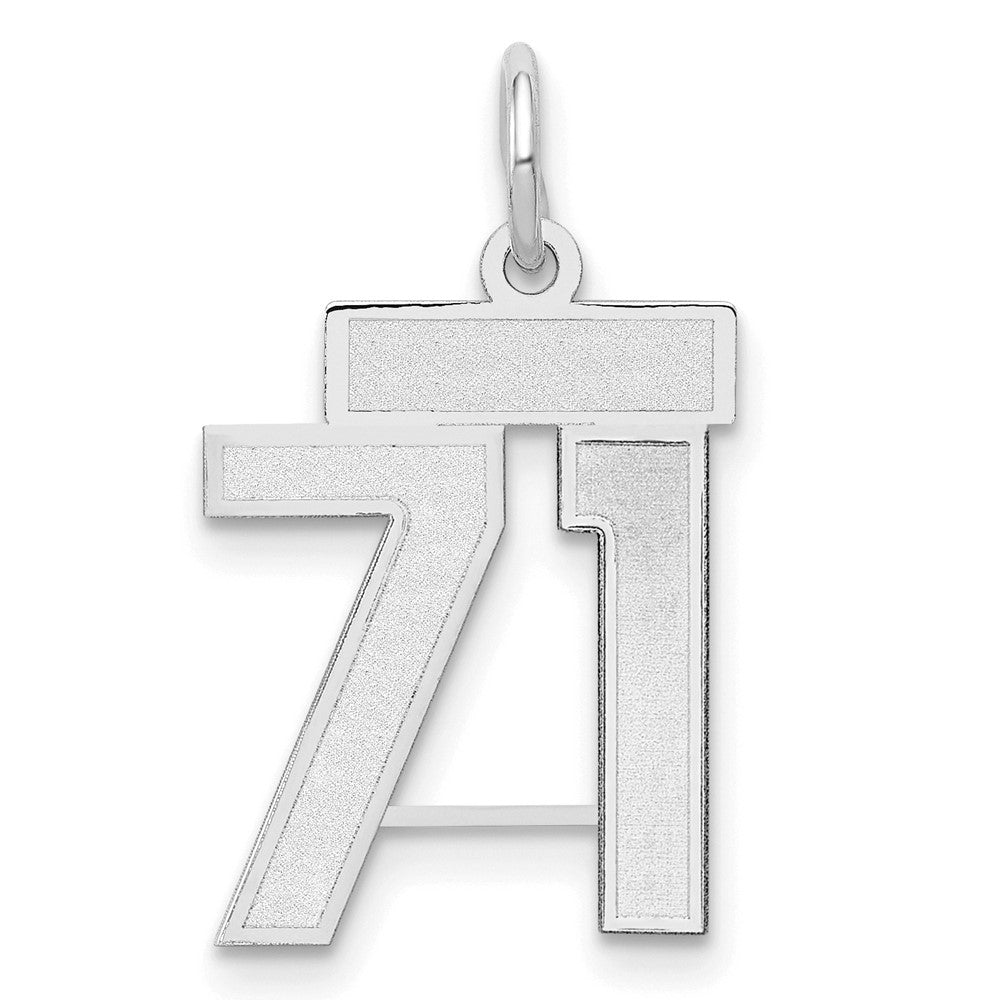14K Weißgold kleiner satinierter Charm „Nummer 71“