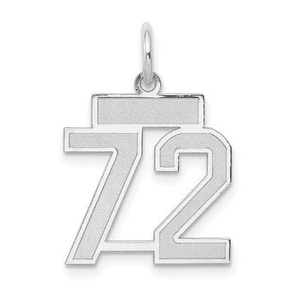 14K Weißgold kleiner satinierter Charm „Zahl 72“