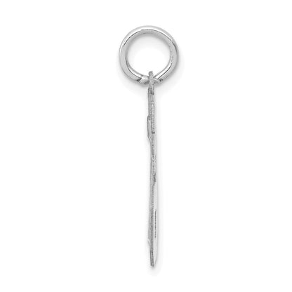 14K Weißgold kleiner Satin-Anhänger Zahl 76 Charm