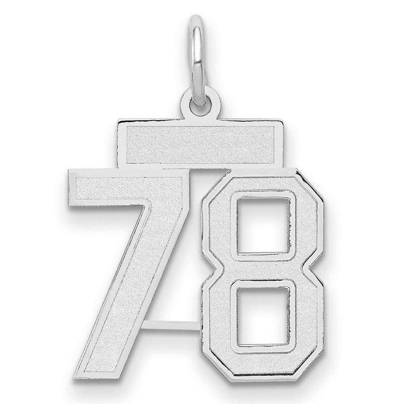14K Weißgold kleiner satinierter Charm Nummer 78