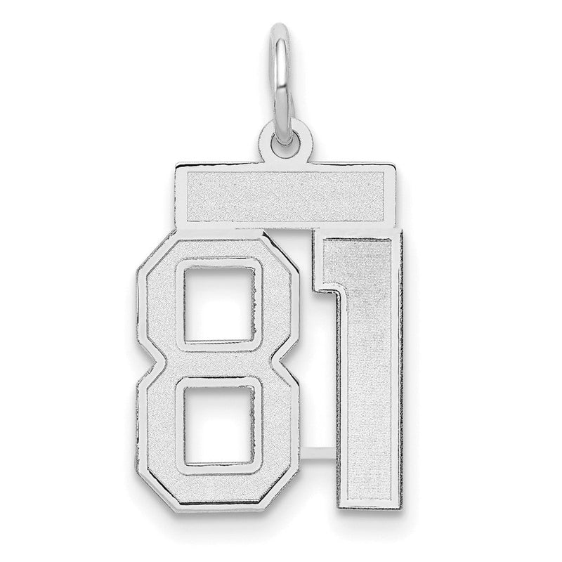 14k Weißgold kleiner satinierter Charm „Zahl 81“