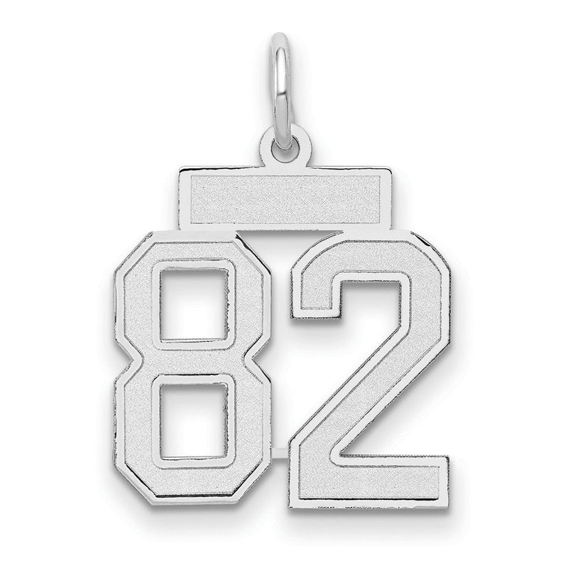 14K Weißgold Kleiner Satin-Charm Zahl 82