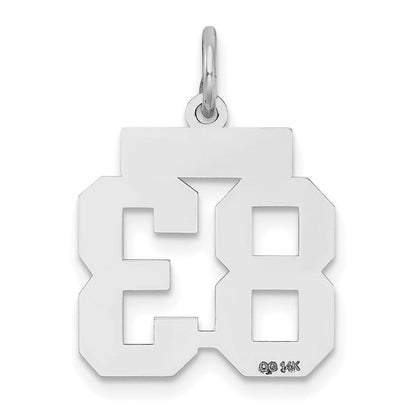 14K Weißgold Kleiner Satin-Anhänger Zahl 83 Charm