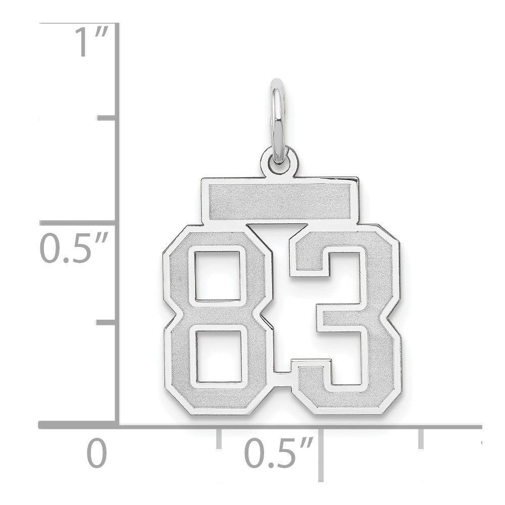 14K Weißgold Kleiner Satin-Anhänger Zahl 83 Charm