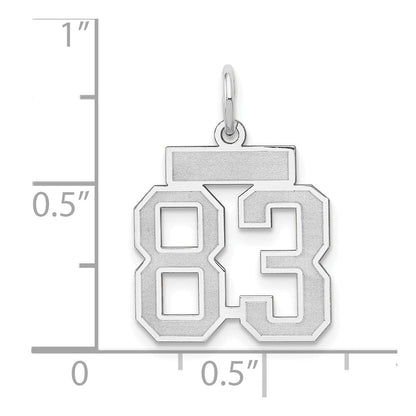 14K Weißgold Kleiner Satin-Anhänger Zahl 83 Charm