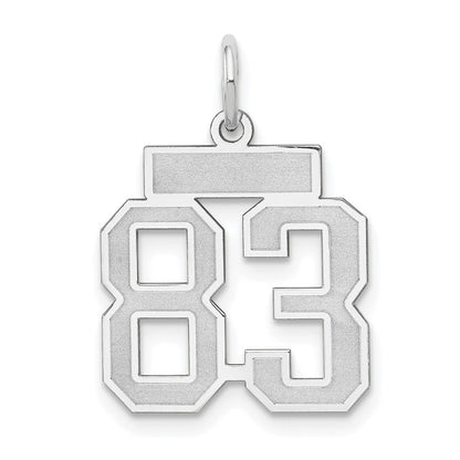 14K Weißgold Kleiner Satin-Anhänger Zahl 83 Charm