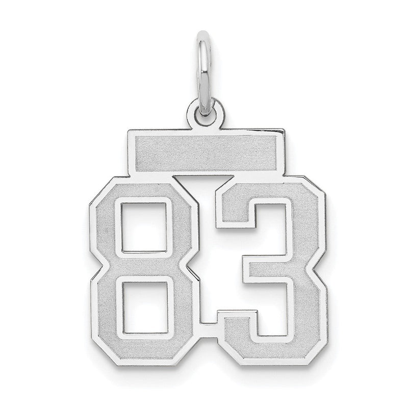14K Weißgold Kleiner Satin-Anhänger Zahl 83 Charm