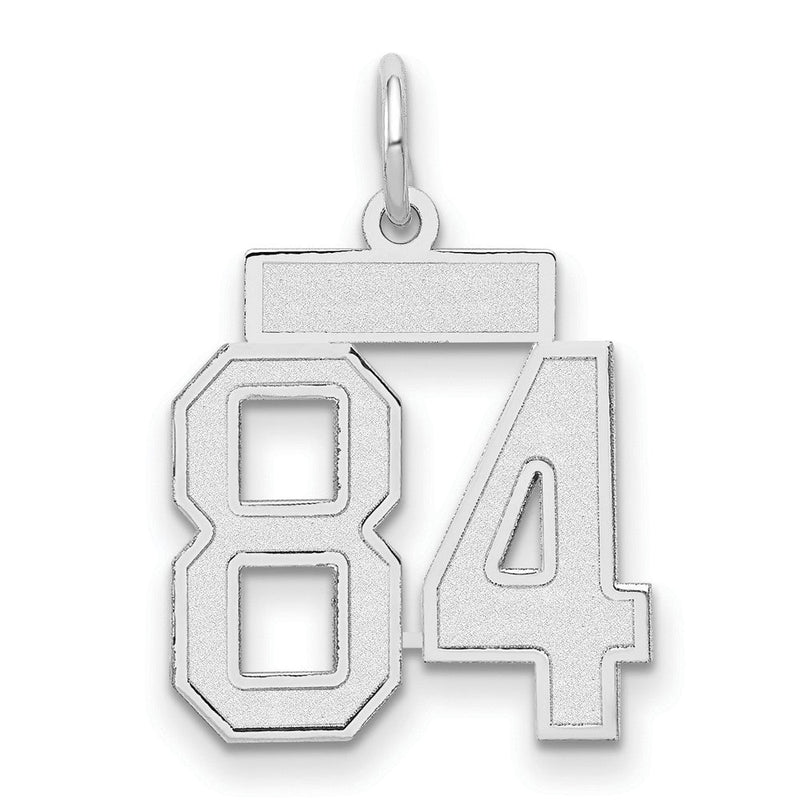 14K Weißgold kleiner satinierter Charm „Zahl 84“