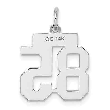 14K Weißgold kleiner satinierter Charm „Zahl 85“