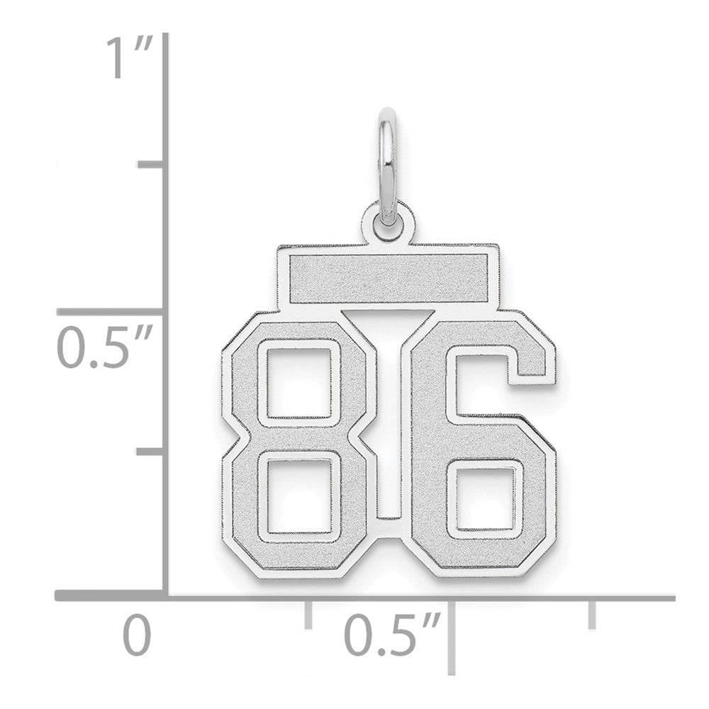 14K Weißgold Kleiner Satin-Charm Nummer 86