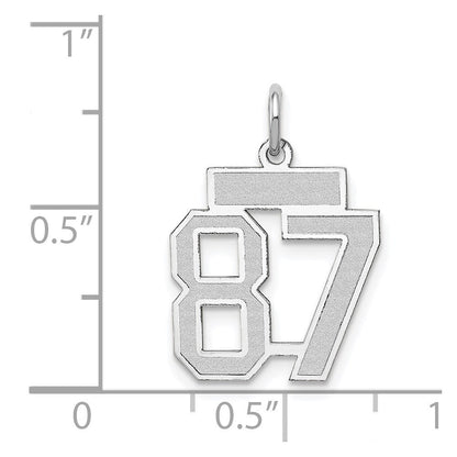 14K Weißgold kleiner satinierter Charm „Nummer 87“
