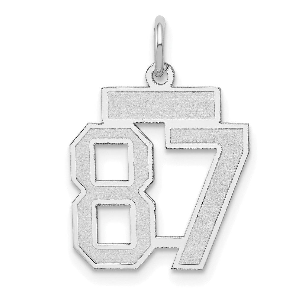 14K Weißgold kleiner satinierter Charm „Nummer 87“