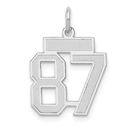 14K Weißgold kleiner satinierter Charm „Nummer 87“