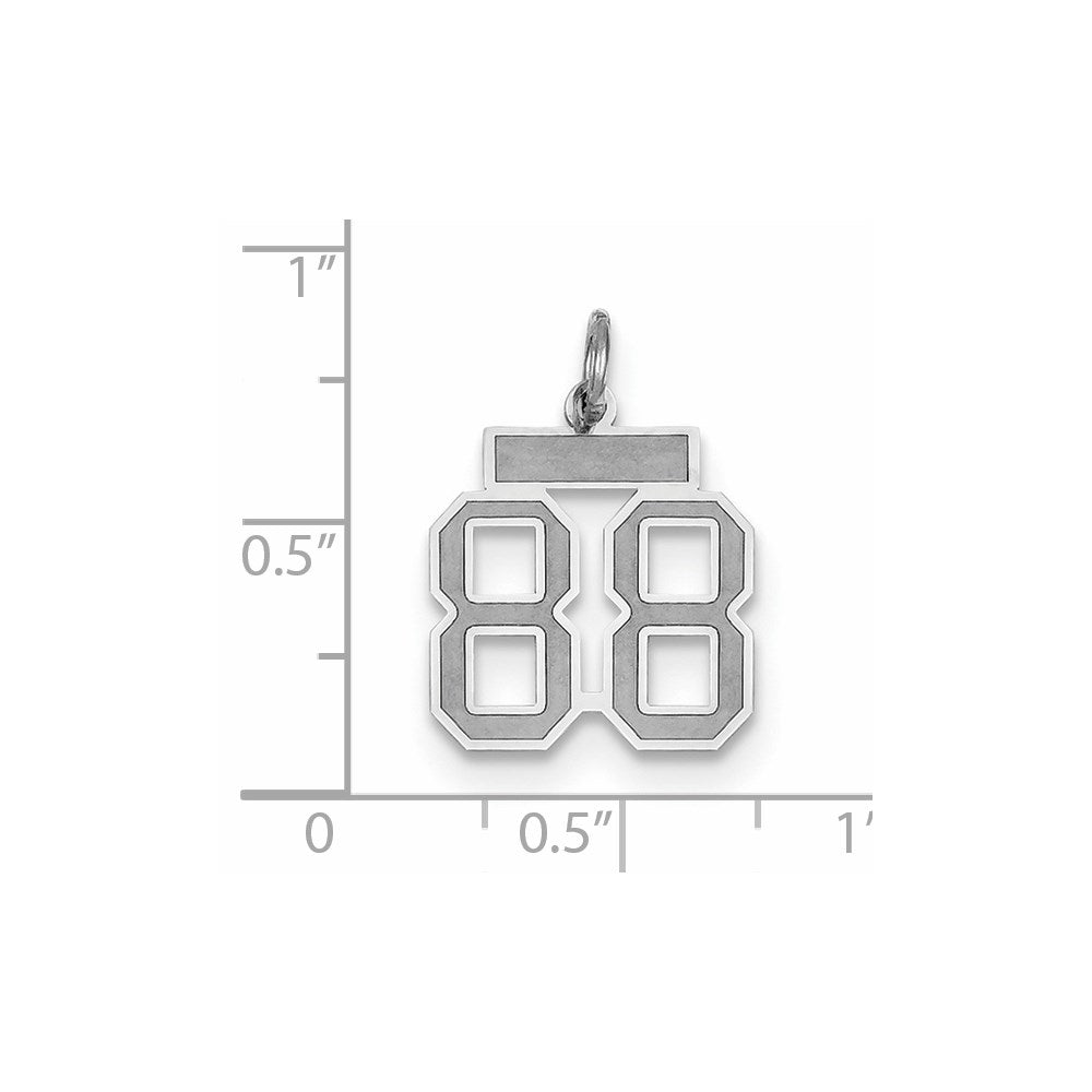 14K Weißgold Kleiner Satin Charm Zahl 88