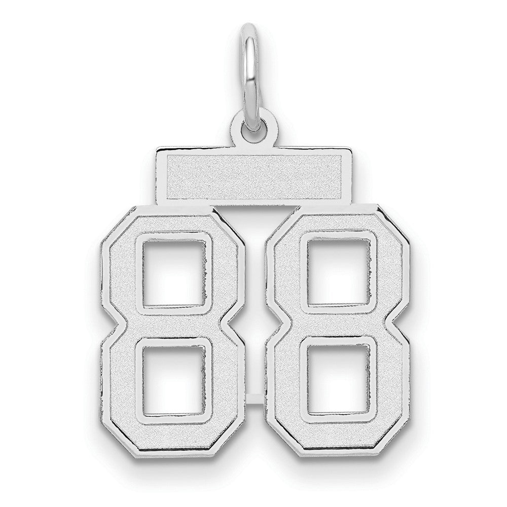 14K Weißgold Kleiner Satin Charm Zahl 88