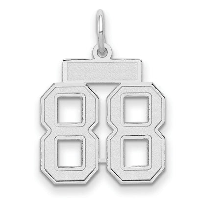 14K Weißgold Kleiner Satin Charm Zahl 88