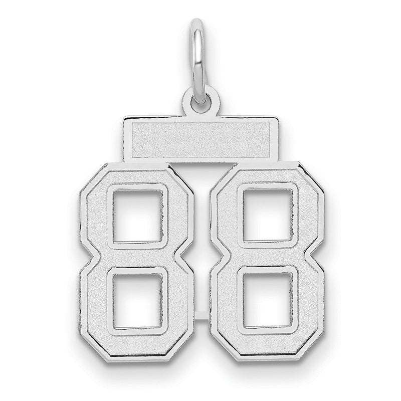 14K Weißgold Kleiner Satin Charm Zahl 88