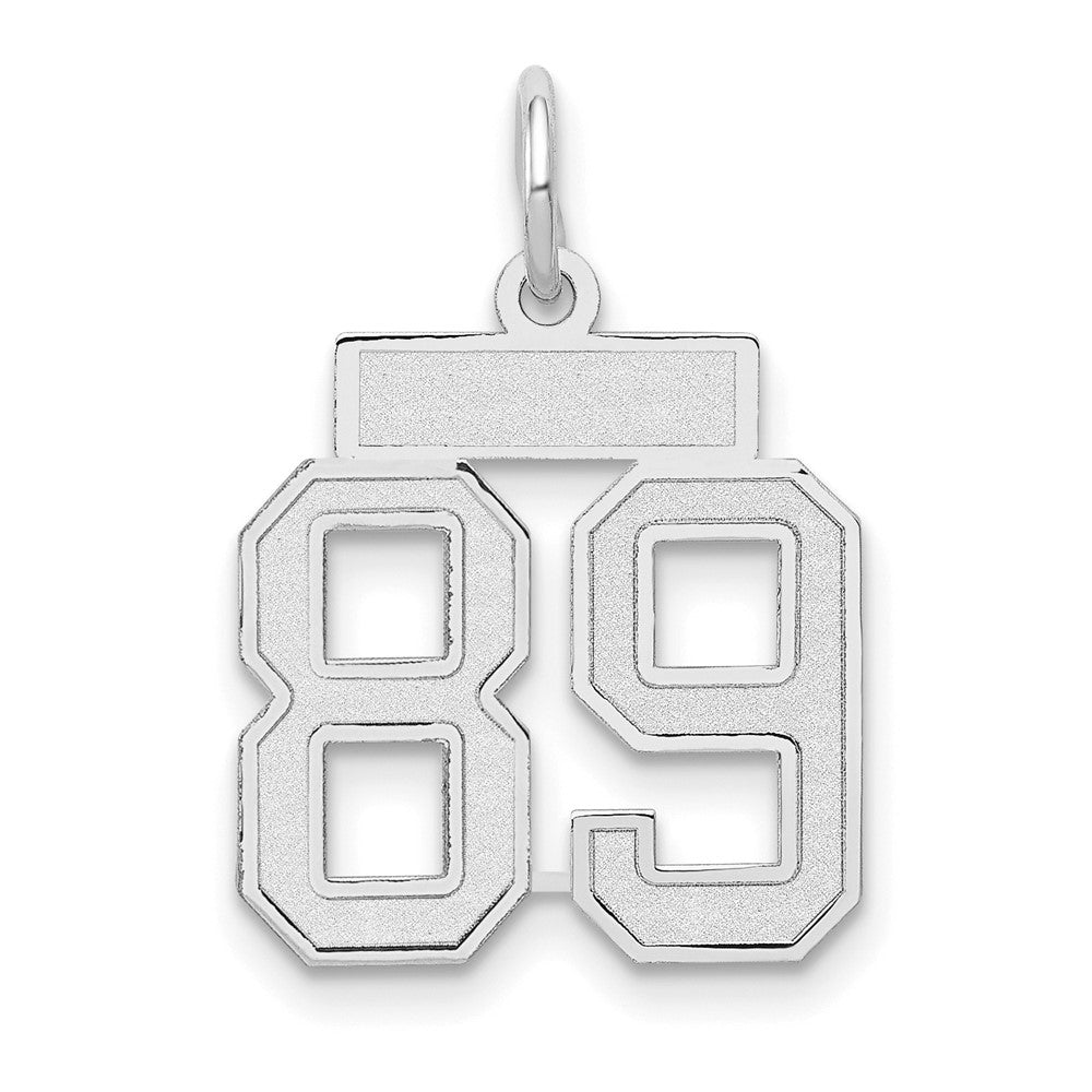 14K Weißgold Kleiner Satin-Charm Zahl 89