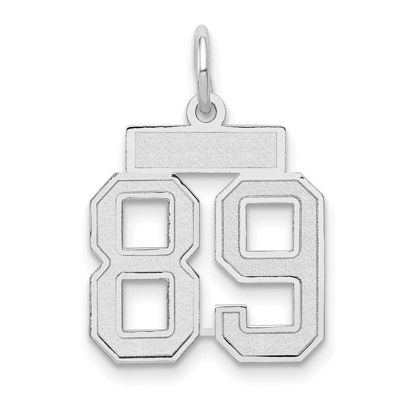 14K Weißgold Kleiner Satin-Charm Zahl 89