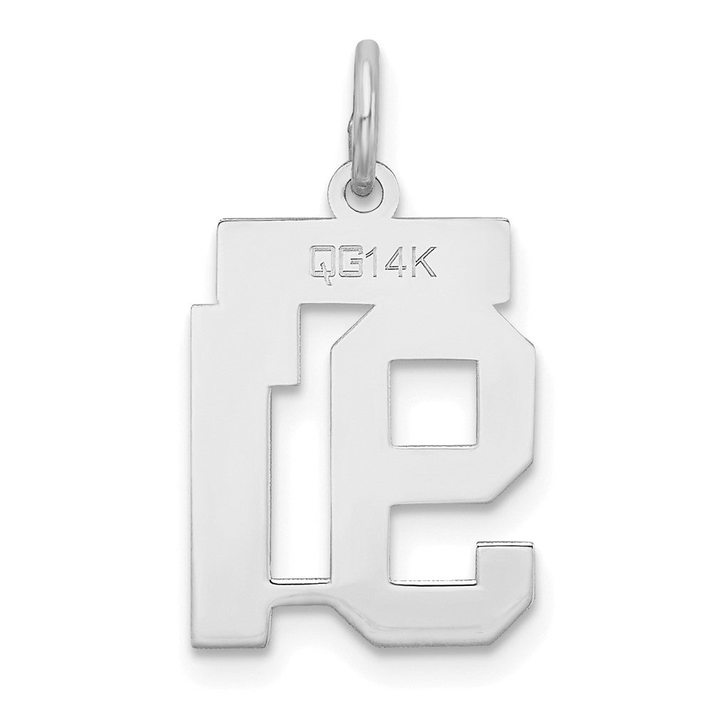 14K Weißgold kleiner Charm mit Satinfinish „Zahl 91“