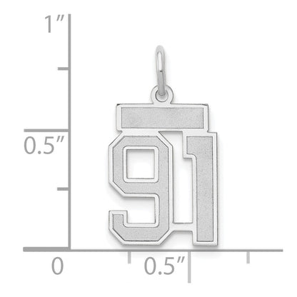 14K Weißgold kleiner Charm mit Satinfinish „Zahl 91“