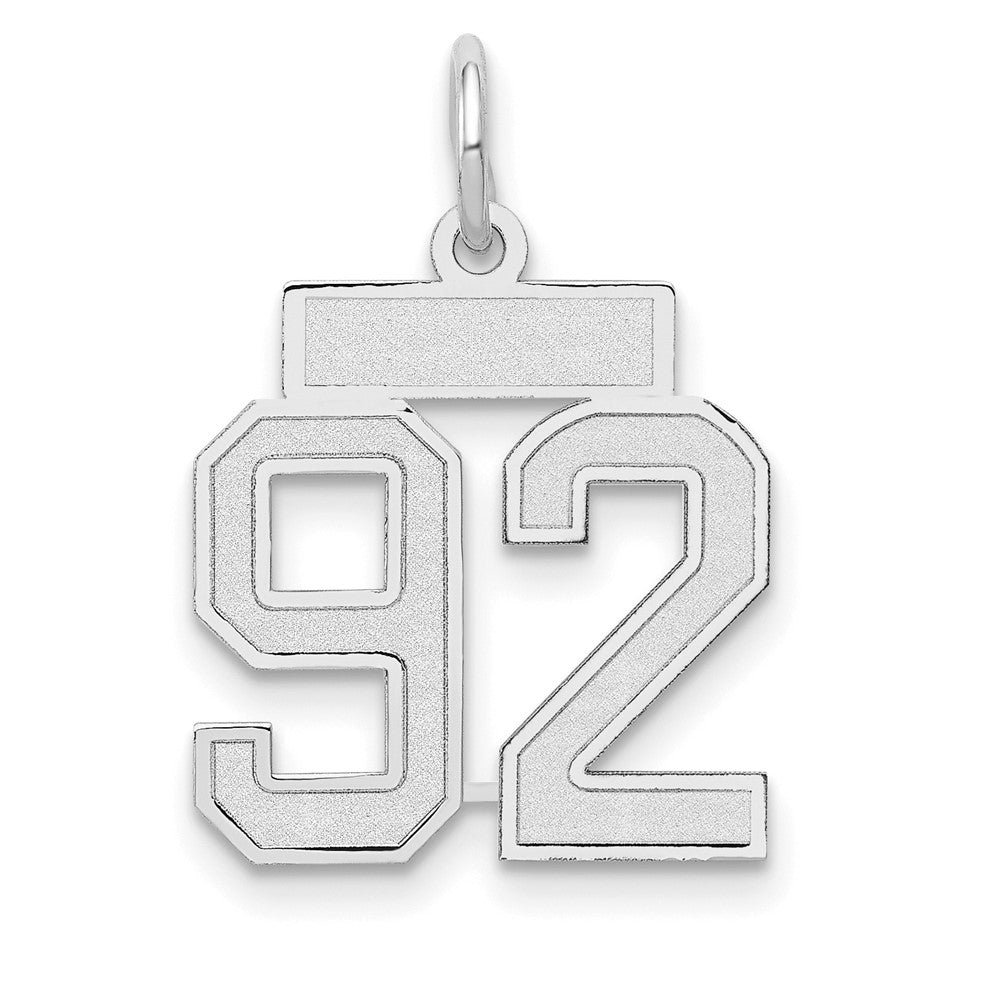 14K Weißgold Kleiner Satin-Charm Zahl 92