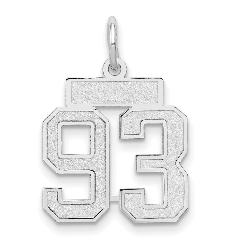 14K Weißgold kleiner satinierter Charm „Zahl 93“