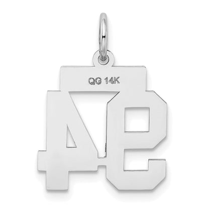 14K Weißgold Kleiner Satin-Zahlen-Charm „94“