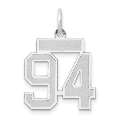 14K Weißgold Kleiner Satin-Zahlen-Charm „94“