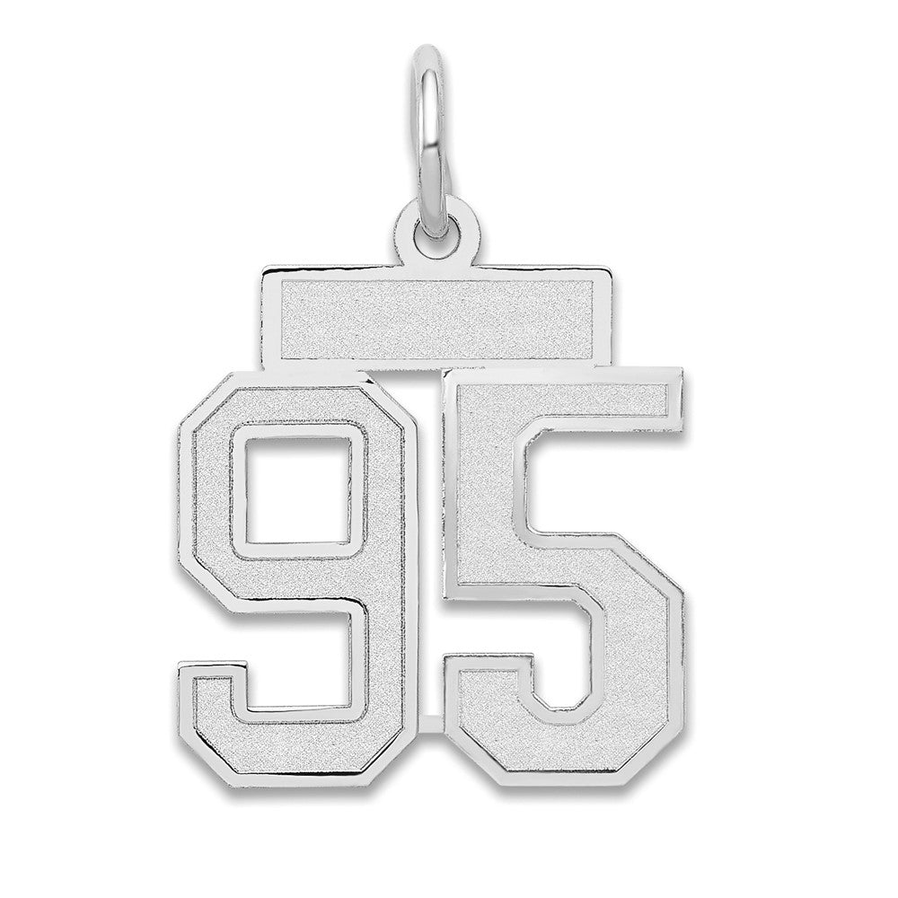 14k Weißgold Kleiner Satin-Charm Nummer 95