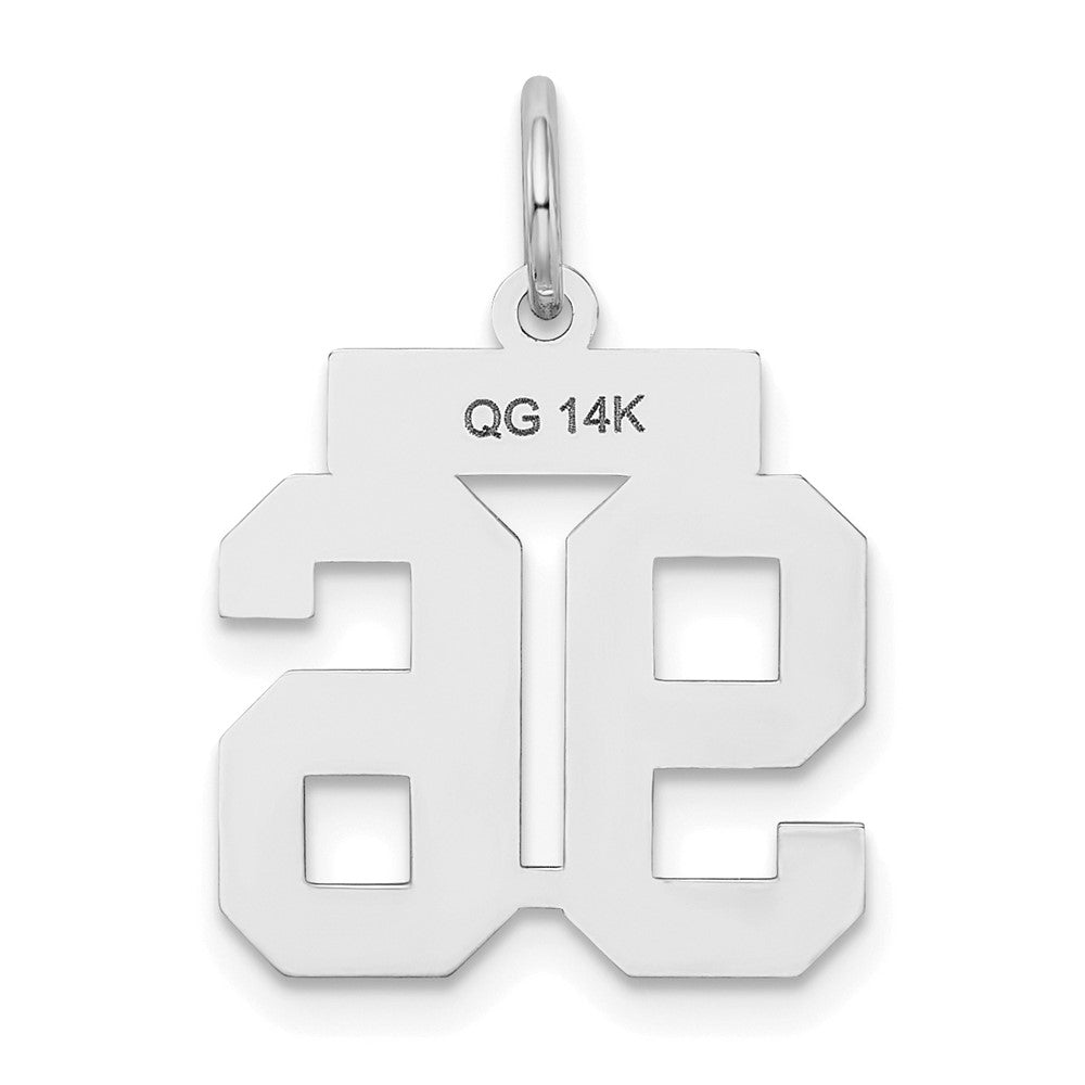 14 Karat Weißgold Kleiner Satin-Charm „Zahl 96“