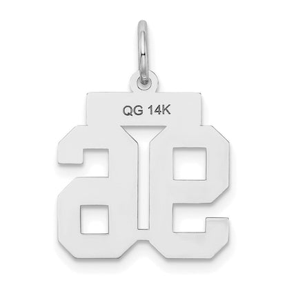 14 Karat Weißgold Kleiner Satin-Charm „Zahl 96“