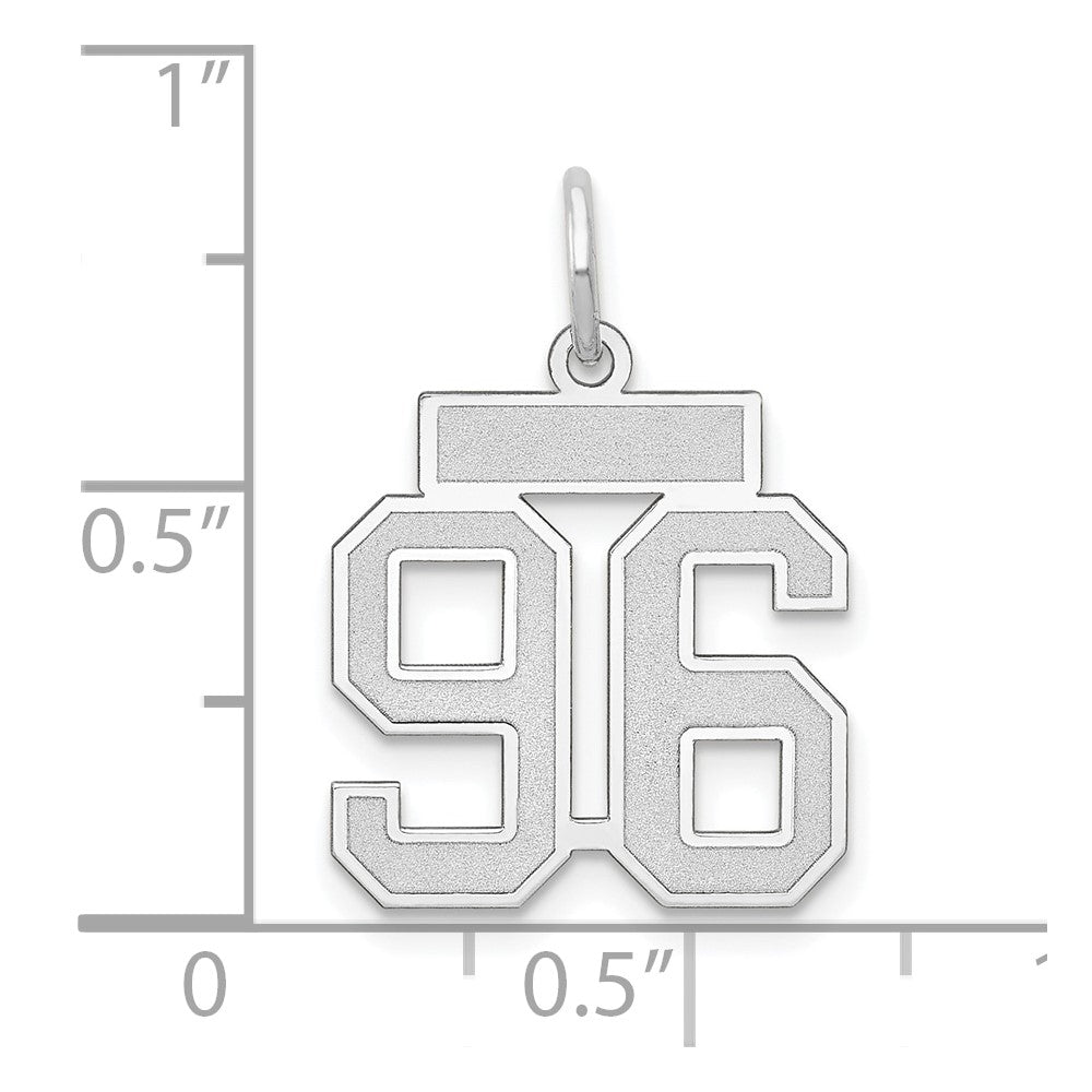 14 Karat Weißgold Kleiner Satin-Charm „Zahl 96“