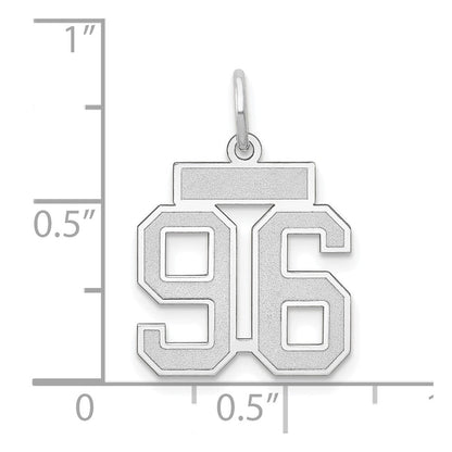 14 Karat Weißgold Kleiner Satin-Charm „Zahl 96“