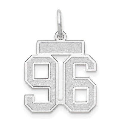 14 Karat Weißgold Kleiner Satin-Charm „Zahl 96“