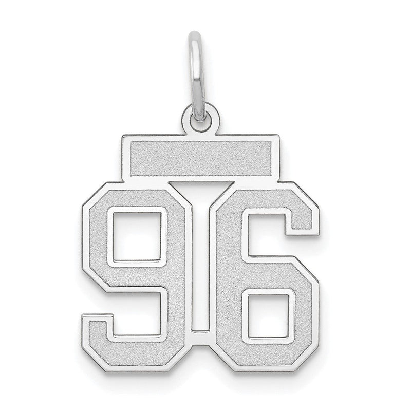 14 Karat Weißgold Kleiner Satin-Charm „Zahl 96“