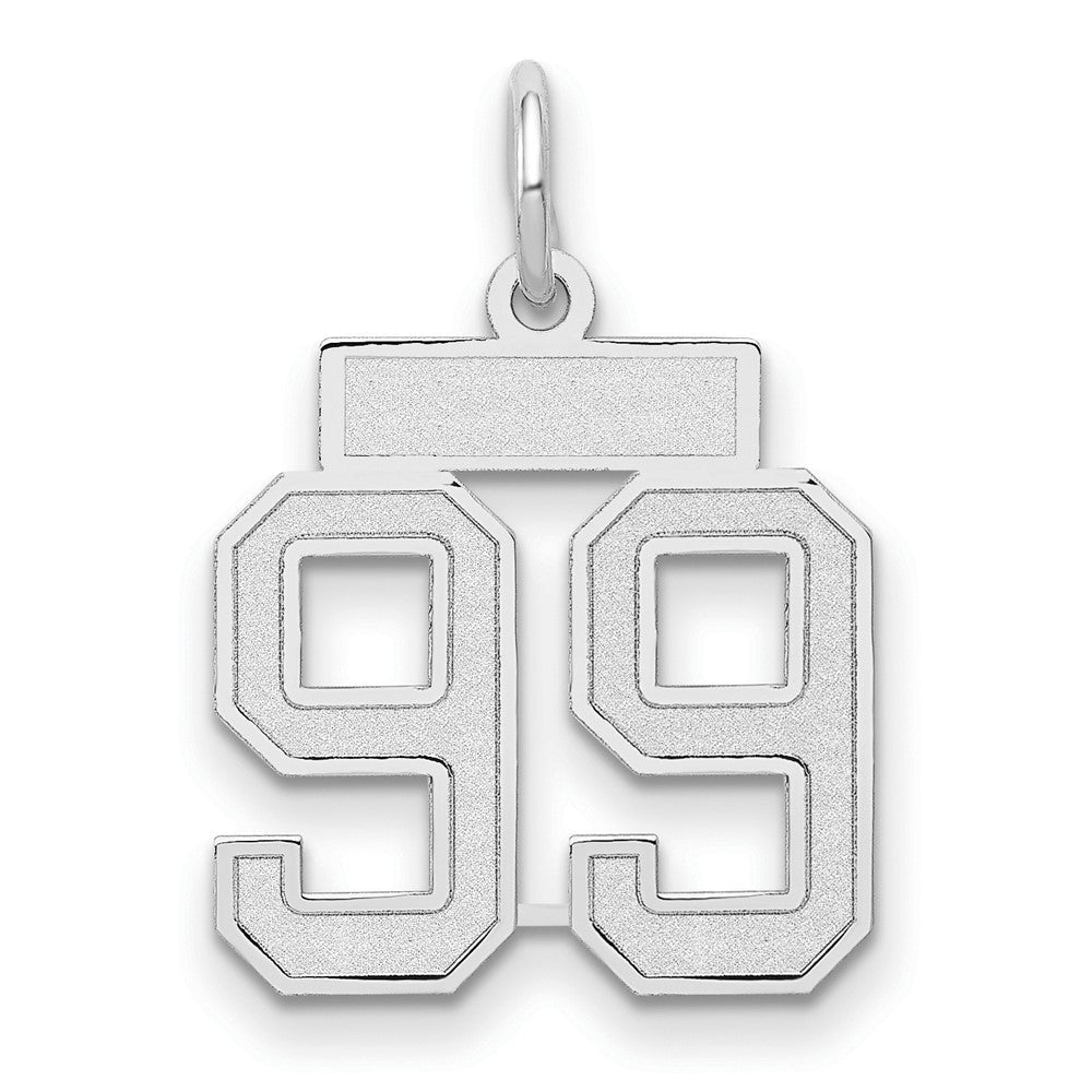 14K Weißgold Kleiner Satin-Charm Zahl 99