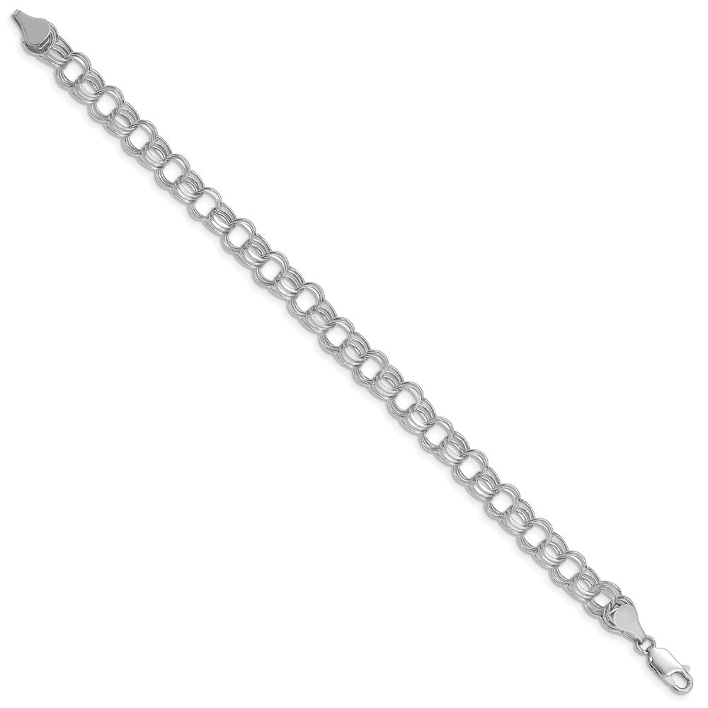 14K Weißgold 7.5mm Hohl Dreifach Glieder Charm Armband
