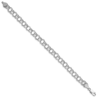 14K Weißgold 7.5mm Hohl Dreifach Glieder Charm Armband