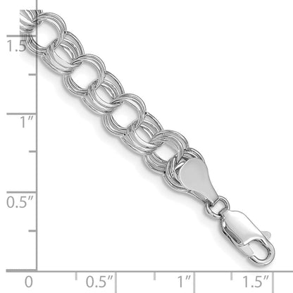 14K Weißgold 7.5mm Hohl Dreifach Glieder Charm Armband
