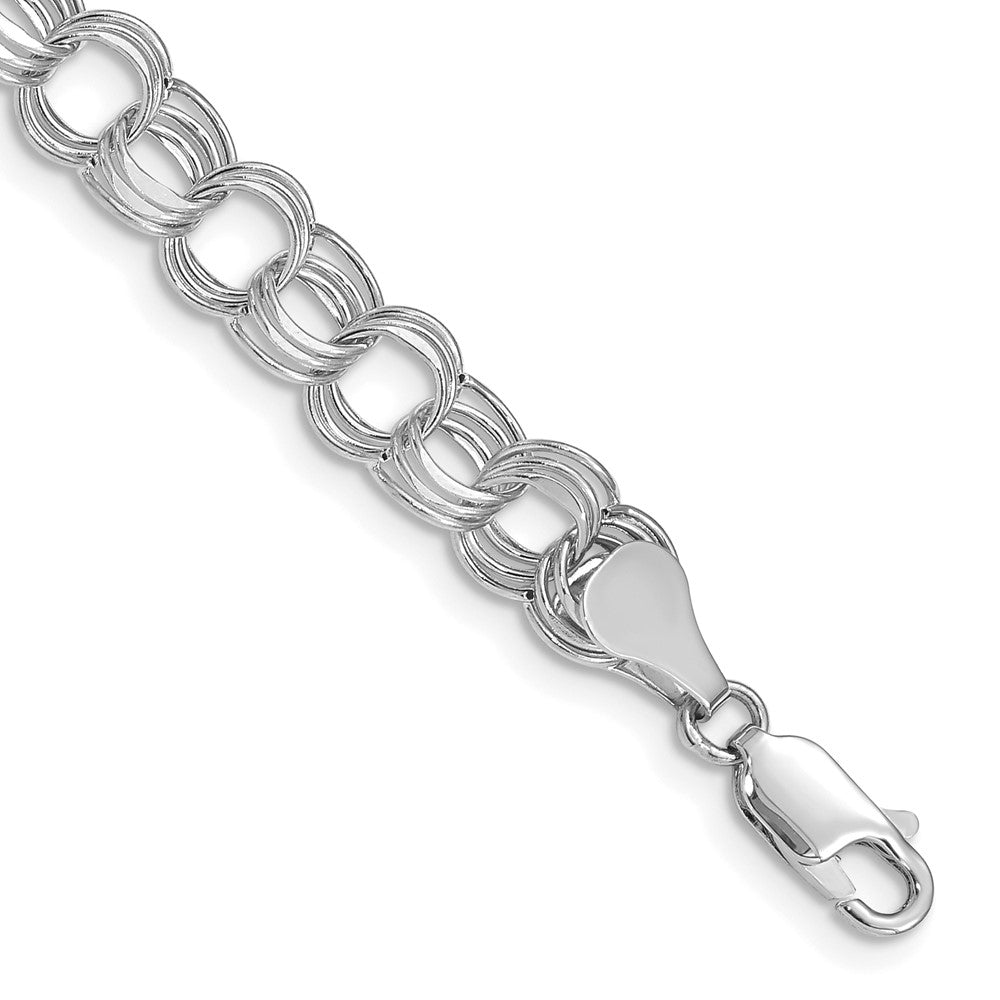14K Weißgold 7.5mm Hohl Dreifach Glieder Charm Armband